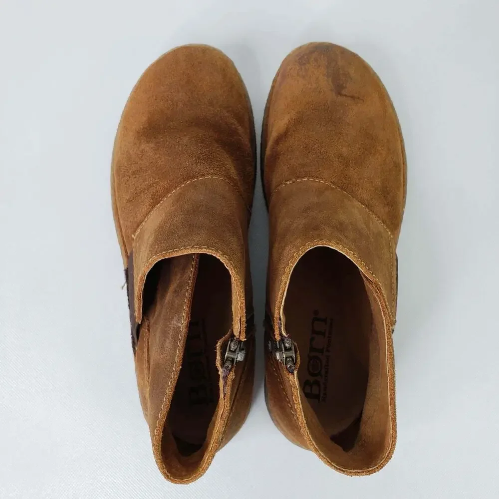 Born Tora Ankle Boots Leather Suede Booties Women’s Size 7.5 Inside Zip Slip On - Picture 6 of 9